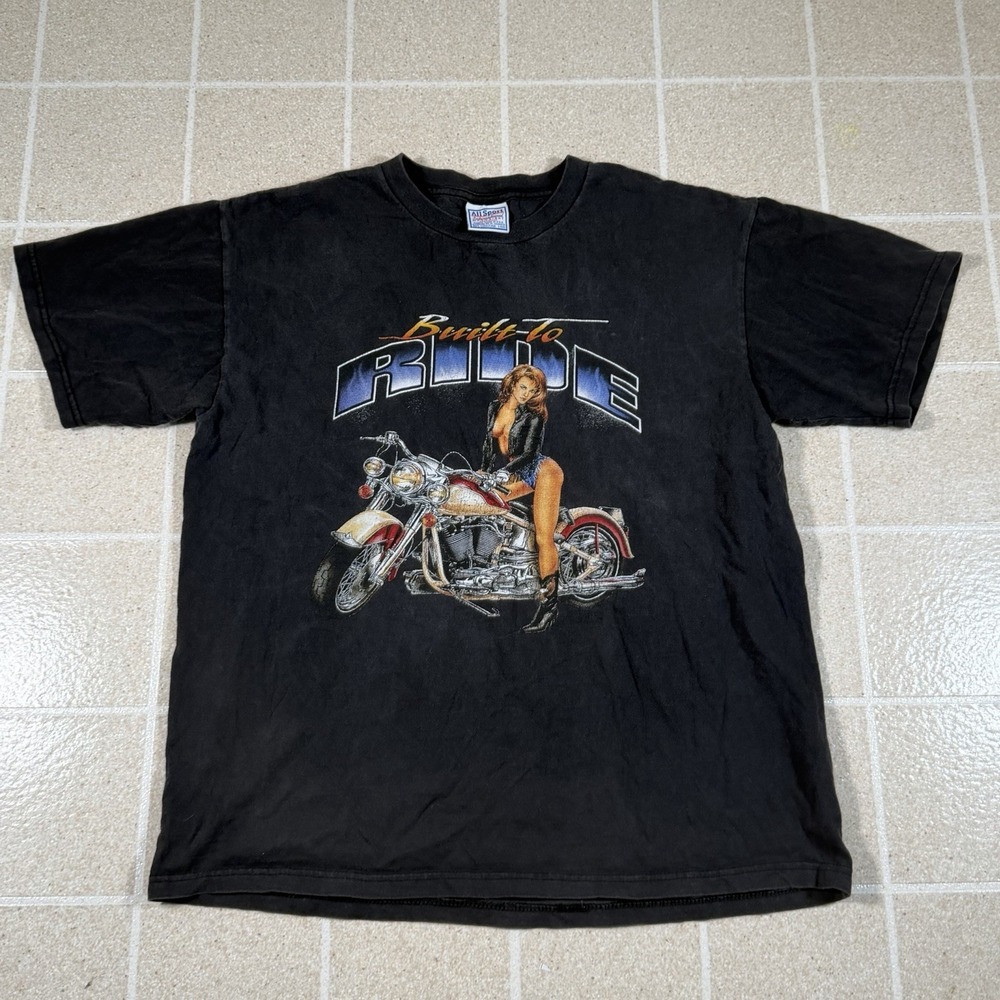 Vintage Y2K 2001 Built To Ride Bike Week Motorcycle Tshirt Daytona Beach Sz L